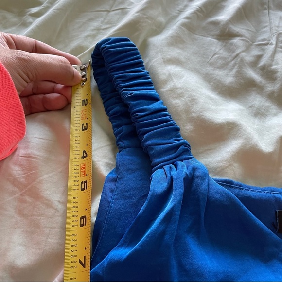 NWT 1 State Dragonfly Blue Satin Lined Tank Top Scrunched Straps - Picture 10 of 11